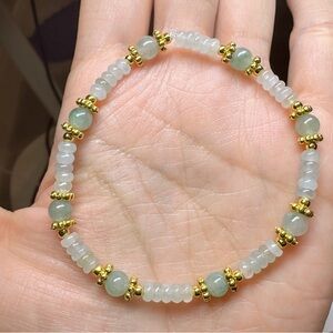 NEW handmade natural Burmese type A Jade Beaded Bracelet